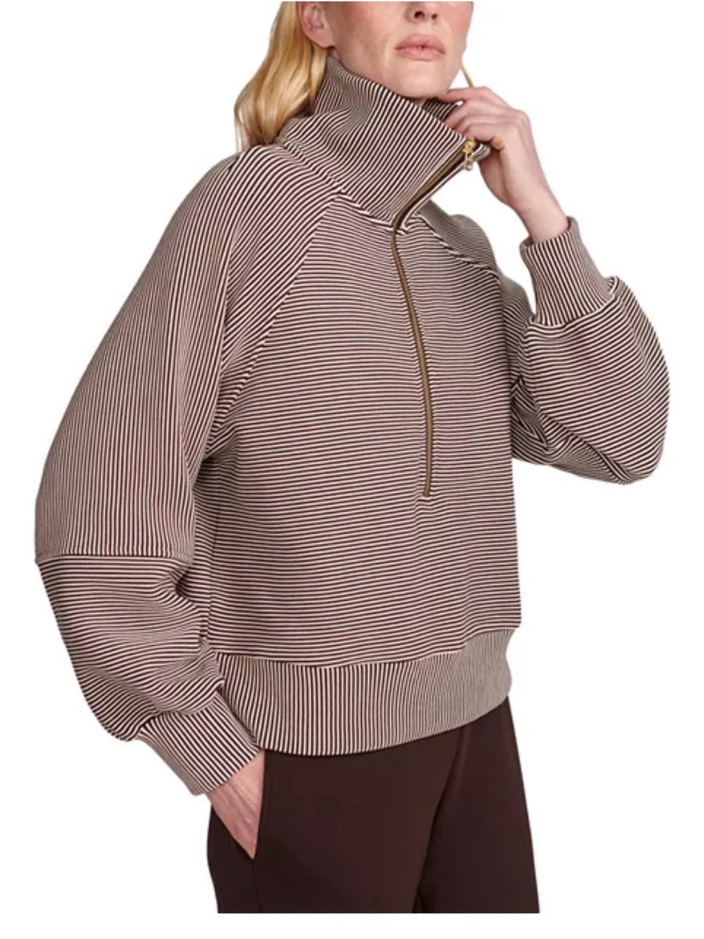 Varley Milano half zip dark walnut